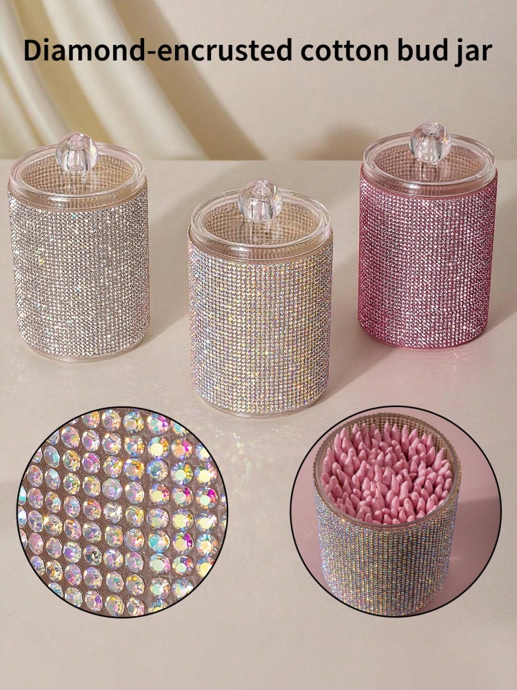 Luxury Skincare Containers - 3가지 색상의 럭셔리 다이아몬드 장식 면봉