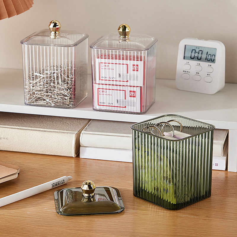 Luxury Skincare Containers - 라이트 럭셔리 클리어 면봉 보관 상자