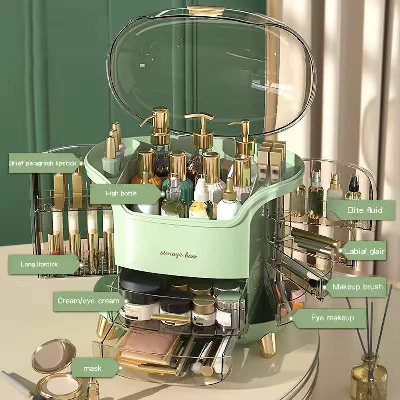 고급 데스크탑 화장품 보관함, 먼지 방지 메이크업 정리 - Luxury Skincare Containers 리뷰 및 가격