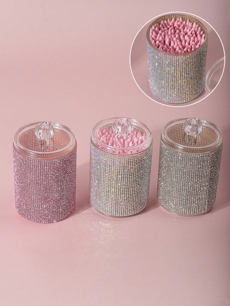 3가지 색상의 럭셔리 다이아몬드 장식 면봉 보관함, 장 - Luxury Skincare Containers 리뷰 및 가격